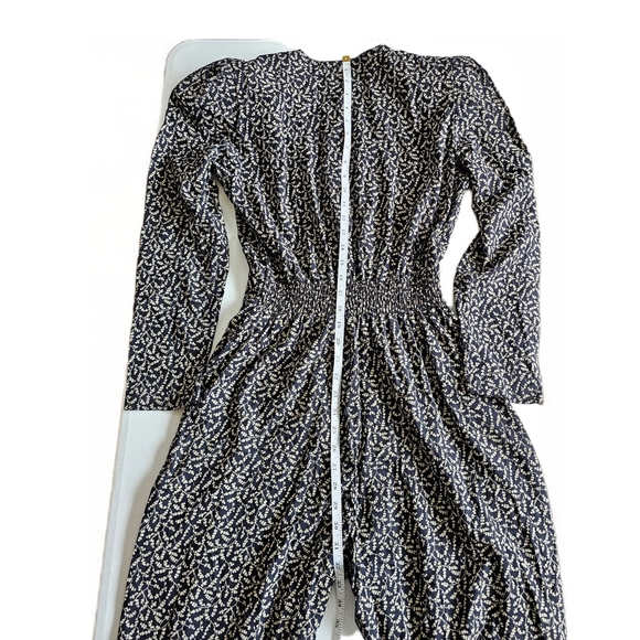 Molly Malloy Vintage Romper 80s 90s Floral Black White Jumpsuit - Picture 12 of 16